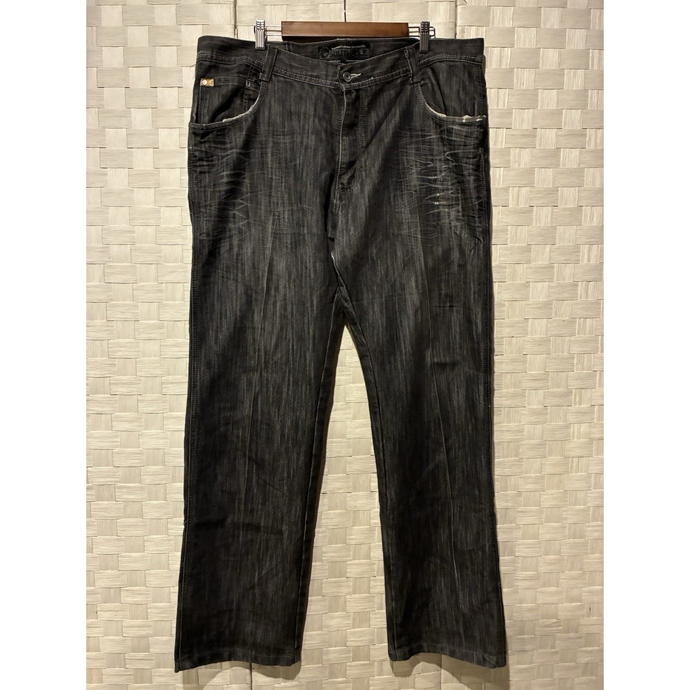 Southpole Mens 42 Black Acid Wash Relaxed Fit Y2K Streetwear Denim Jeans